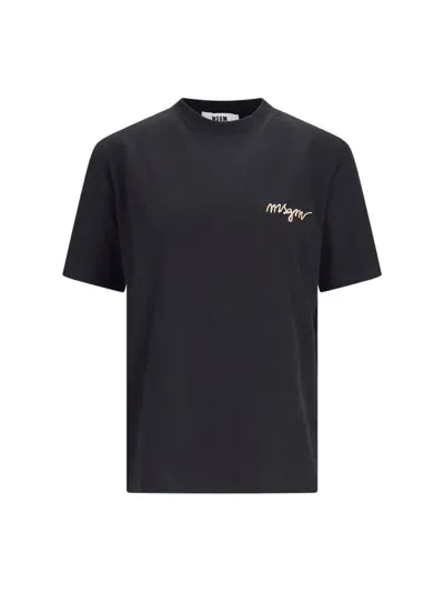 Msgm Logo T-shirt In Black  