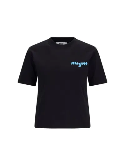 Msgm Logo T-shirt In Black  