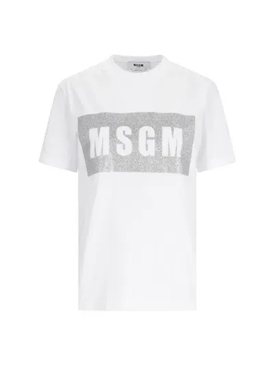 Msgm Logo T-shirt In White