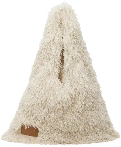 Msgm Off-white Faux-fur Maxi Tote In Beis