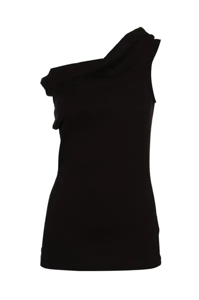 Msgm One-shoulder Sleeveless Top In Black