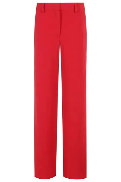 Msgm Double Crepe Cady Flared Pants In Red