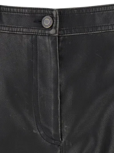 Msgm Black Straight Pants In Eco Leather Woman