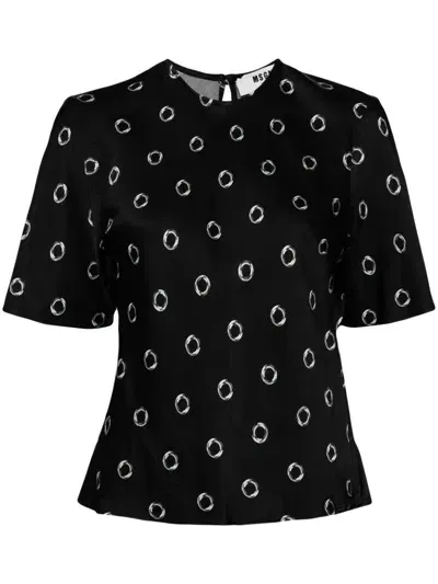 Msgm Printed Blouse In Black