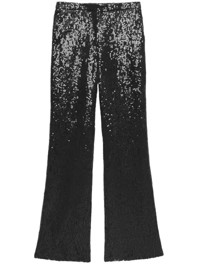 Msgm Sequin-embellished Trousers In Black