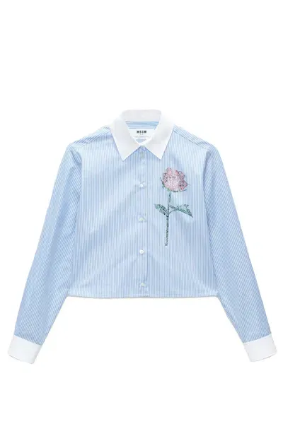 Msgm Shirt In Clear Blue