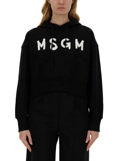 Msgm Sweatshirt With Logo In Black