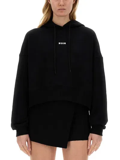 Msgm Sweatshirt With Logo In Schwarz