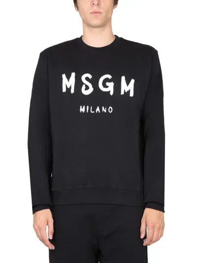 Msgm Sweatshirt With Logo In Black