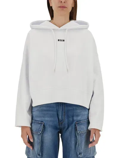 Msgm Sweatshirt With Logo In White