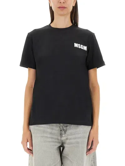 Msgm T-shirt With Logo In Black