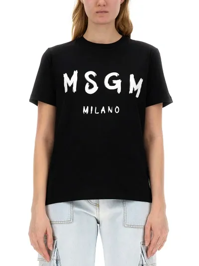 Msgm T-shirt With Logo In Black