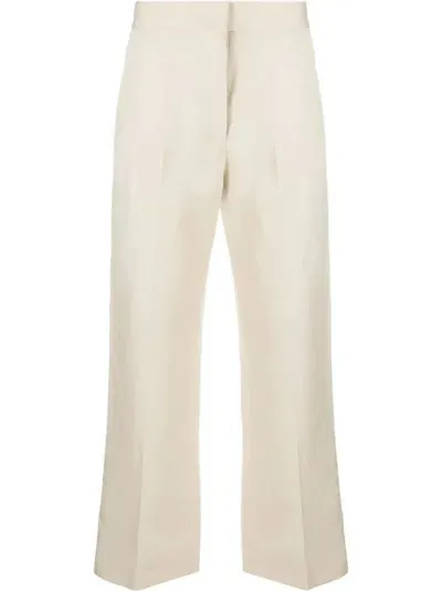 Msgm Cropped Straight-leg Trousers In Neutrals