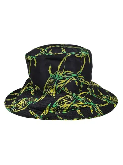 Msgm Tribal Shark Print Bucket Hat In Black