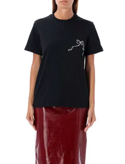 Msgm Tshirt Ribbon Cristal In Black