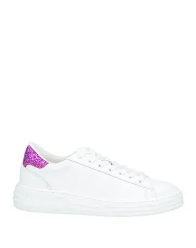 Msgm Contrast Heel-counter Leather Sneakers In White