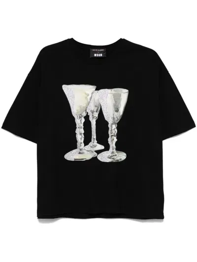 Msgm X Jan De Vliegher Glitter T-shirt In Black