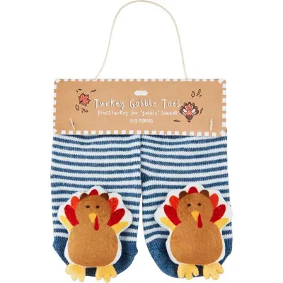 Mud Pie Kids'  Turkey Gobble Socks In Blue