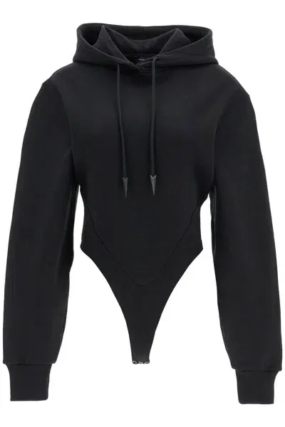 Mugler Body Sweatshirt With Hood In Black