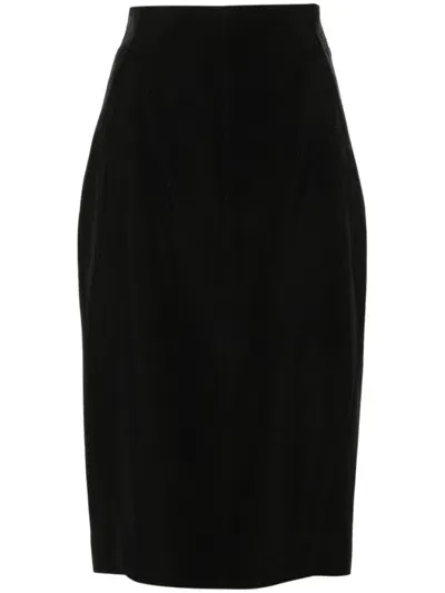 Mugler Buckled Tailored Skirt In Black