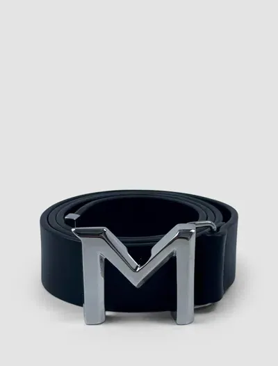 Mugler Cintura In Pelle M-buckle In Black