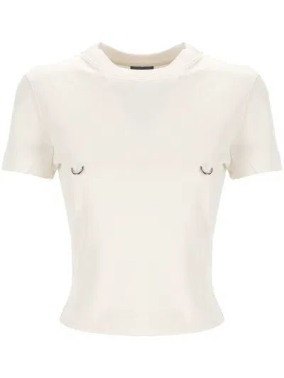 Mugler Cropped T-shirt With Piercing In White