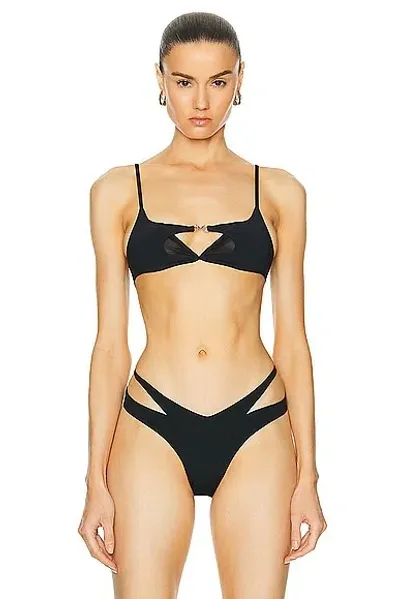 Mugler Logo-plaque Bikini Top In Black