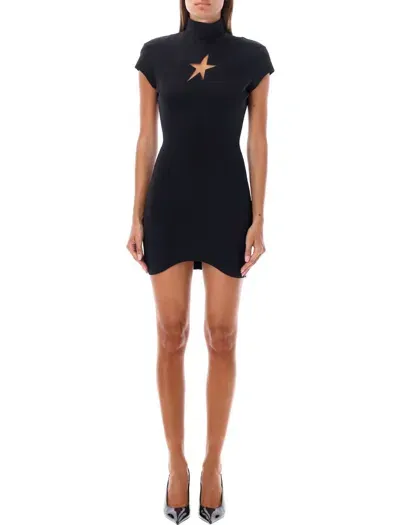 Mugler Star Mini Dress In Black