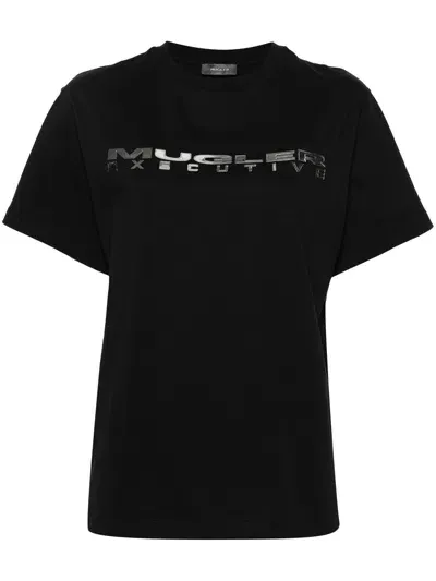 Mugler Executive Logo-print T-shirt In Black