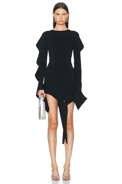 Mugler Asymmetric Stretch-knit Mini Dress In Black