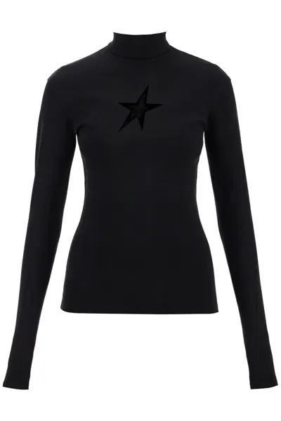 Mugler Top A Maniche Lunghe Star In Black