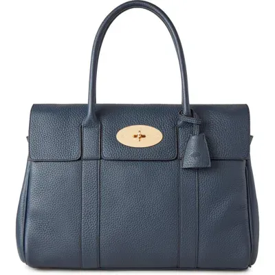 Mulberry Bayswater Grained Leather Satchel In Night Sky