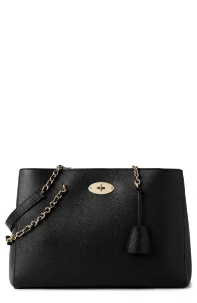 Mulberry Lily Chain Leather Tote In Black