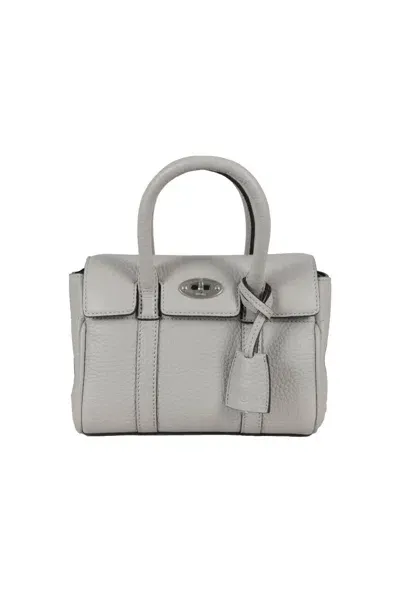 Mulberry Mini Bayswater Heavy Grain In Pale Grey