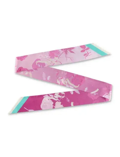 Mulberry Ombre Floral Skinny Scarf In Mberry Pnk-pwdr Rose