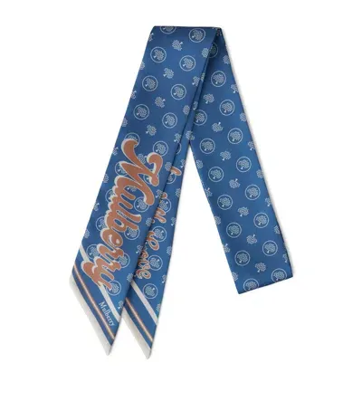 Mulberry Skinny Scarf In Poplin Blue-eggshell