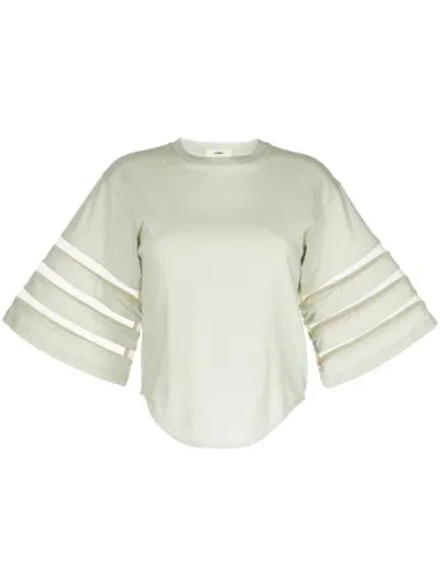 Muller Of Yoshiokubo Cut-out Sleeves Cotton T-shirt In Green