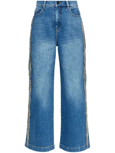 Munthe Crystal-embellished Flared Jeans In Blue