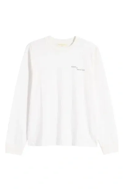 Museum Of Peace And Quiet Museum Of Peace & Quiet Italic Long Sleeve Cotton T-shirt In White