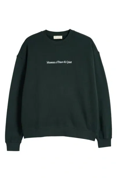 Museum Of Peace And Quiet Museum Of Peace & Quiet Mopq Embroidered Crewneck Sweatshirt In Pine