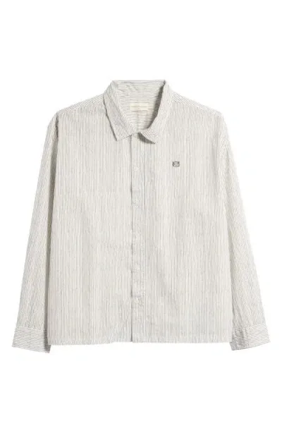 Museum Of Peace And Quiet Museum Of Peace & Quiet Vacation Pinstripe Long Sleeve Button-up Shirt In Olive