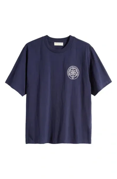 Museum Of Peace And Quiet Wellness Center Cotton Graphic T-shirt In Navy