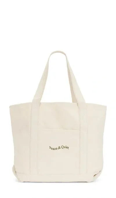 Museum Of Peace And Quiet Wordmark Boat Tote In Bone