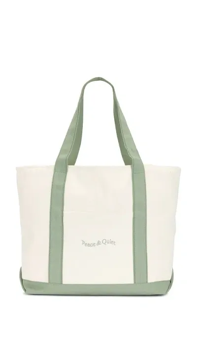 Museum Of Peace And Quiet Wordmark Boat Tote In Sage