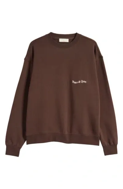 Museum Of Peace And Quiet Museum Of Peace & Quiet Wordmark Cotton Graphic Sweatshirt In Brown