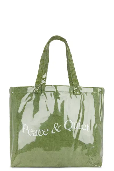 Museum Of Peace And Quiet Wordmark Pvc Kraft Tote Bag In Forest