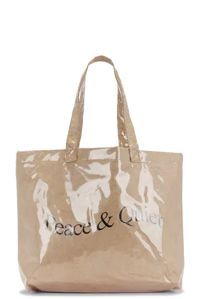 Museum Of Peace And Quiet Wordmark Pvc Kraft Tote Bag In Natural