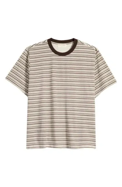 Museum Of Peace And Quiet Museum Of Peace & Quiet Wordmark Stripe Cotton T-shirt In Brown