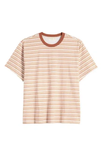 Museum Of Peace And Quiet Museum Of Peace & Quiet Wordmark Stripe Cotton T-shirt In Coral