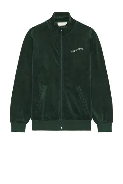 Museum Of Peace And Quiet Wordmark Velour Jacket In Pine